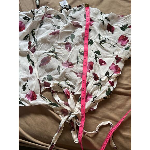 Beach Riot Tulip Floral Wrap Mini Skirt & Crop Top Set White Pink Womens M EUC - Picture 9 of 10